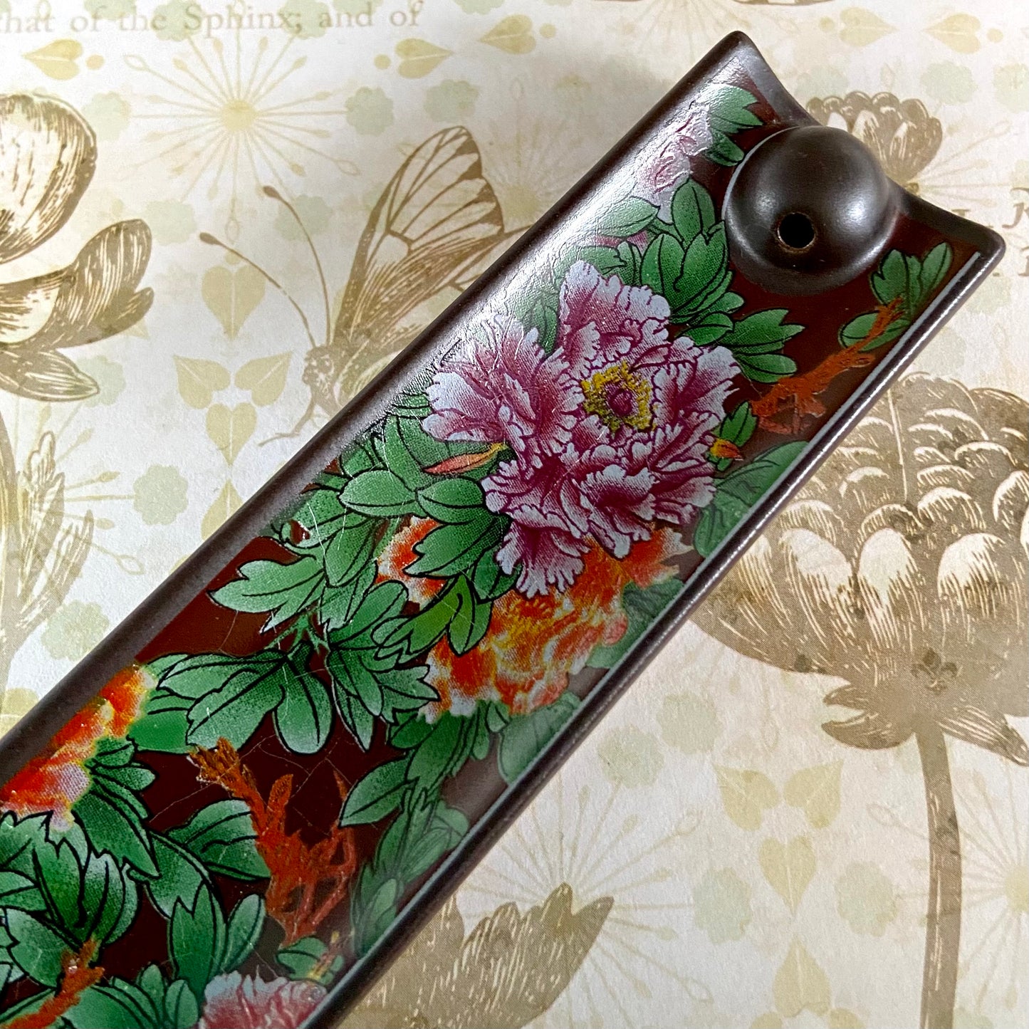 Peony Design Ceramic Incense Holder