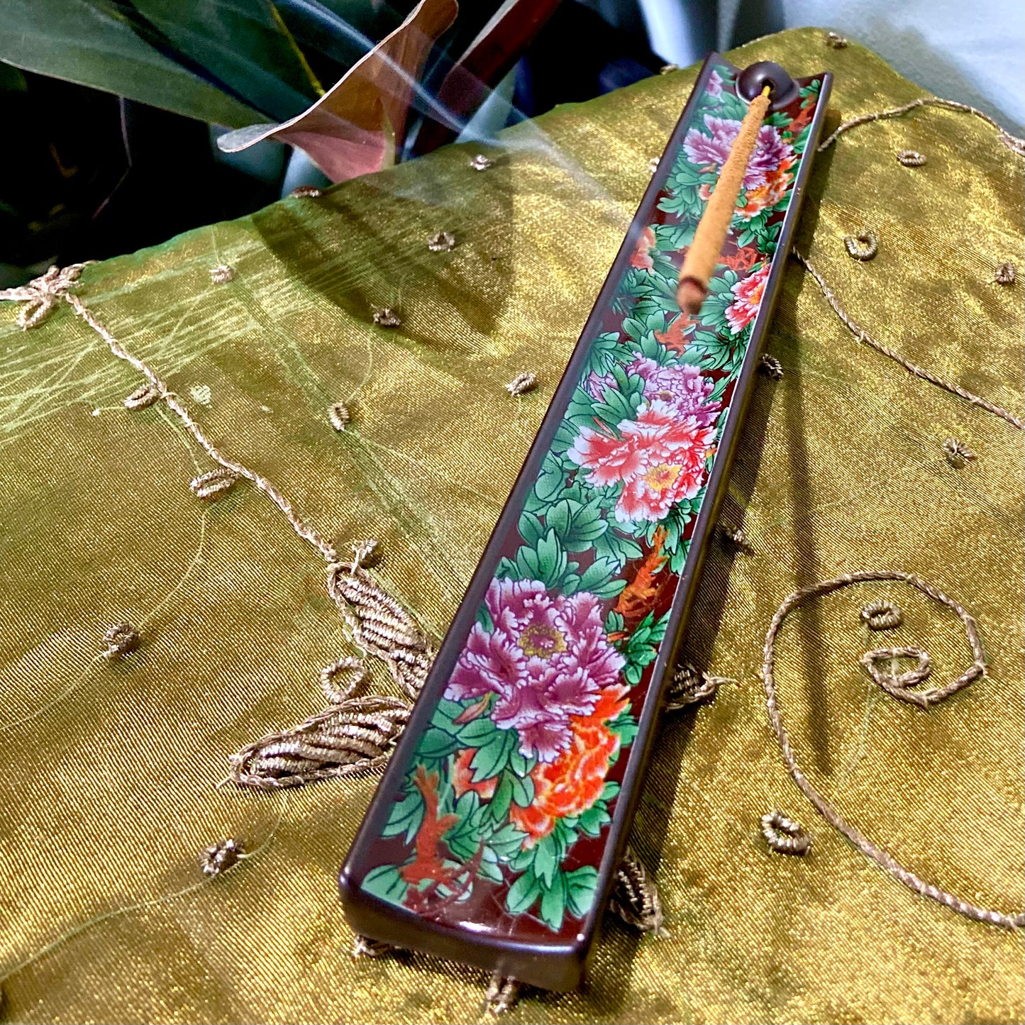 Peony Design Ceramic Incense Holder