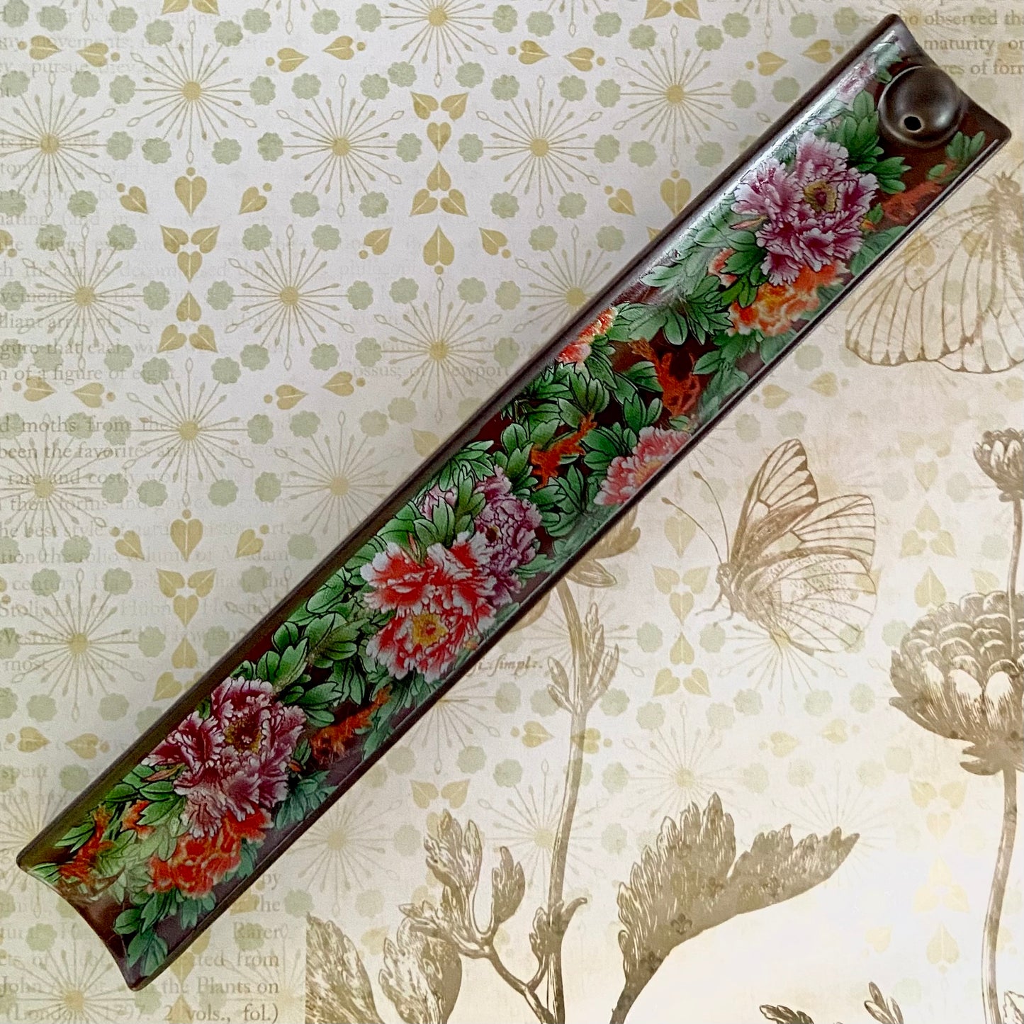Peony Design Ceramic Incense Holder